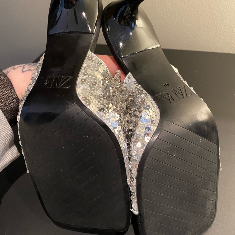 RARE Zara Beaded Tulle High Heel Sandals NWT - Picture 4 of 7